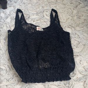 Urban outfitters black lace crop top